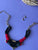 Collar Cordón Negro e hilo Rojo