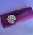 Bolsa clutch de razo Morado Uva, con frente plizado y flor lateral de brillos plateados